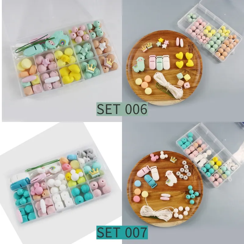 Baby Silicone Beads DIY with Box BPA Free Set Pacifier Chian Nursing Necklace Dummy Holder Baby DIY Accessories