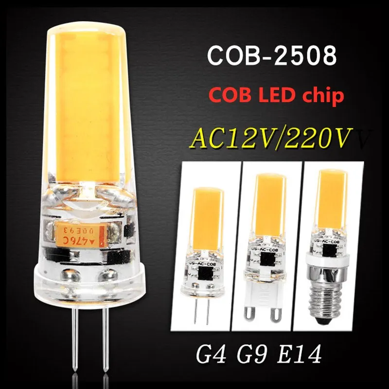 LED G4 G9 E14 Lamp Bulb AC/DC Dimming 12V 220V 3W 6W COB SMD LED Lighting Lights replace Halogen Spotlight Chandelier