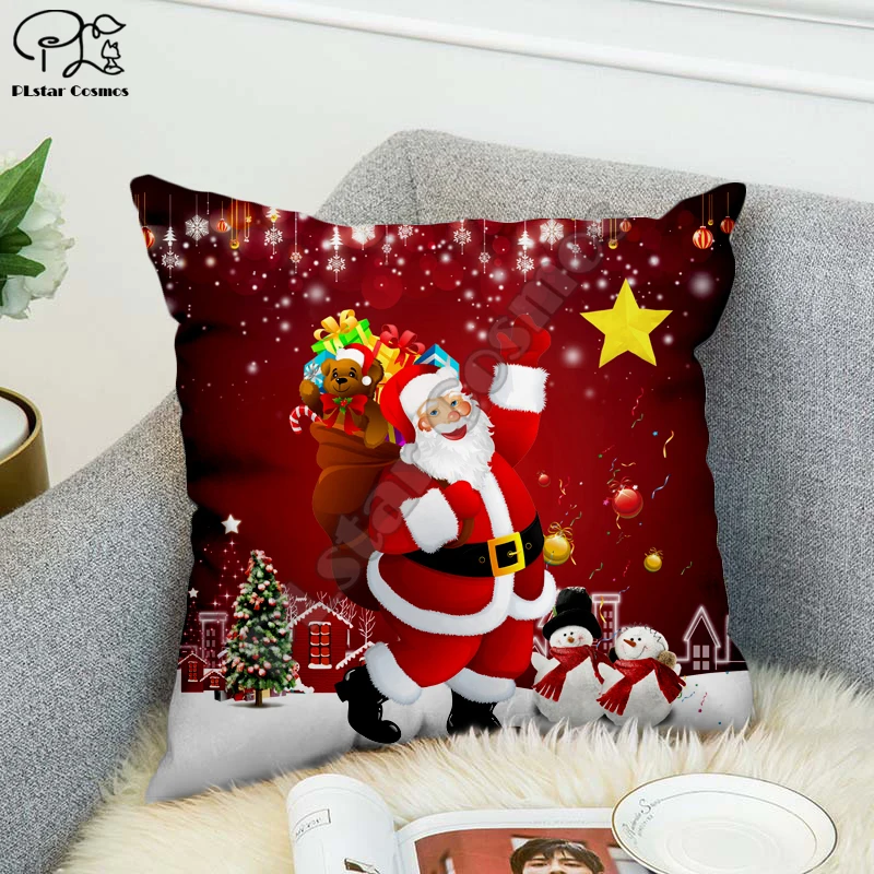 christma Cartoon short plush Pillowcase Polyester Decorative Throw Cushion Cover Square style