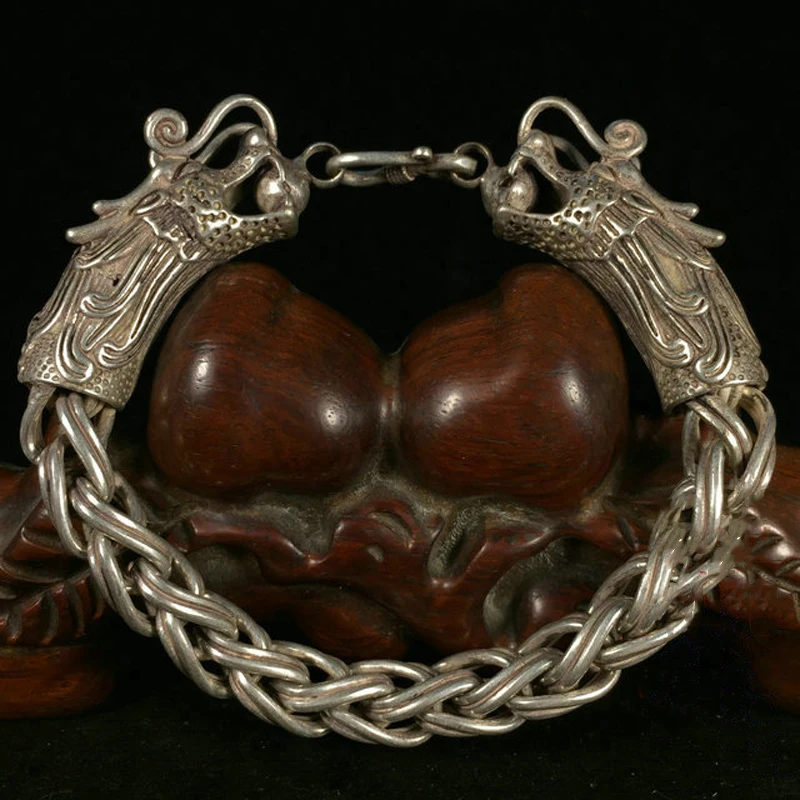 Exquisite Chinese Rare Collectible Tibetan Silver Handwork Dragon Amulet Auspicious Bracelet Statue/ No.1---No.5 Style
