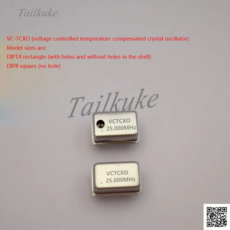 Oscilador de cristal compensado, temperatura controlada por tensão ativa plug-in, vctcxo, 25mhz, 50mhz, 100mhz, 32.768mhz