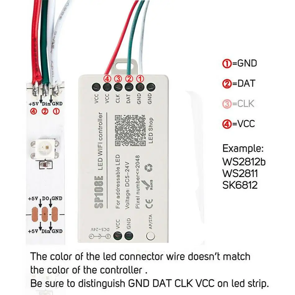 SP108E LED WiFi Magic Controller SK6812 WS2811 WS2812B WS2815 Etc LED Strip Module Light Smart APP Wireless Control DC5-24V