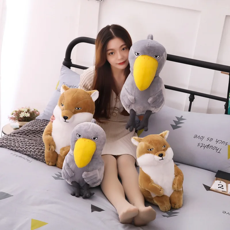 

Cute Toucan Shoebill Fox Doll Stuffed Teddy Toy Comfy Plush Room Car Decor Baby Sleep Present Soft Cushion Xmas Birthday Gift