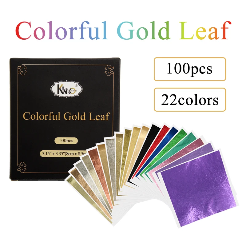 

100pcs 8X8.5cm Imitation Gold Leaf Gliding Sheets Colorful Foil Paper Gilding for Arts Crafts Statue Gliding Nail Decorations