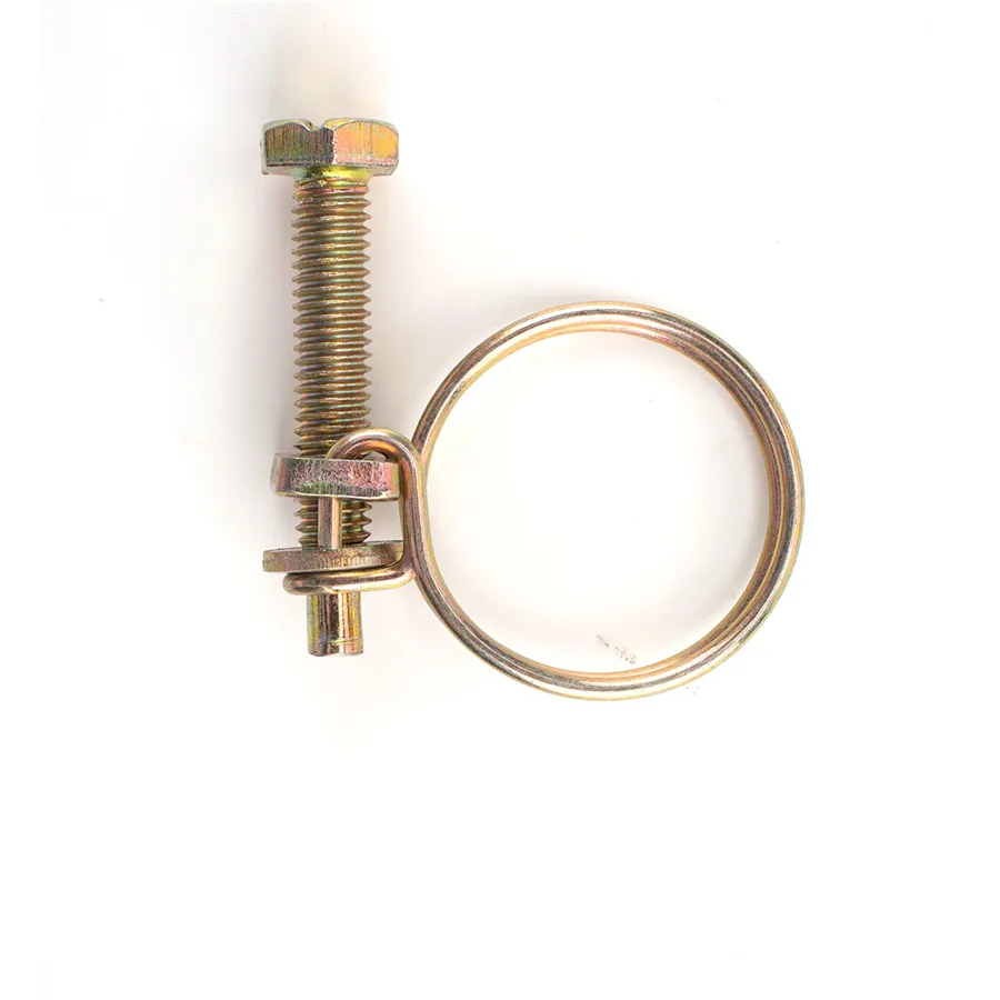 40pcs/box Universal Adjustable Dual Wire Hose Clamp Pipe Clip Screw Bolt Tight Fitting 6