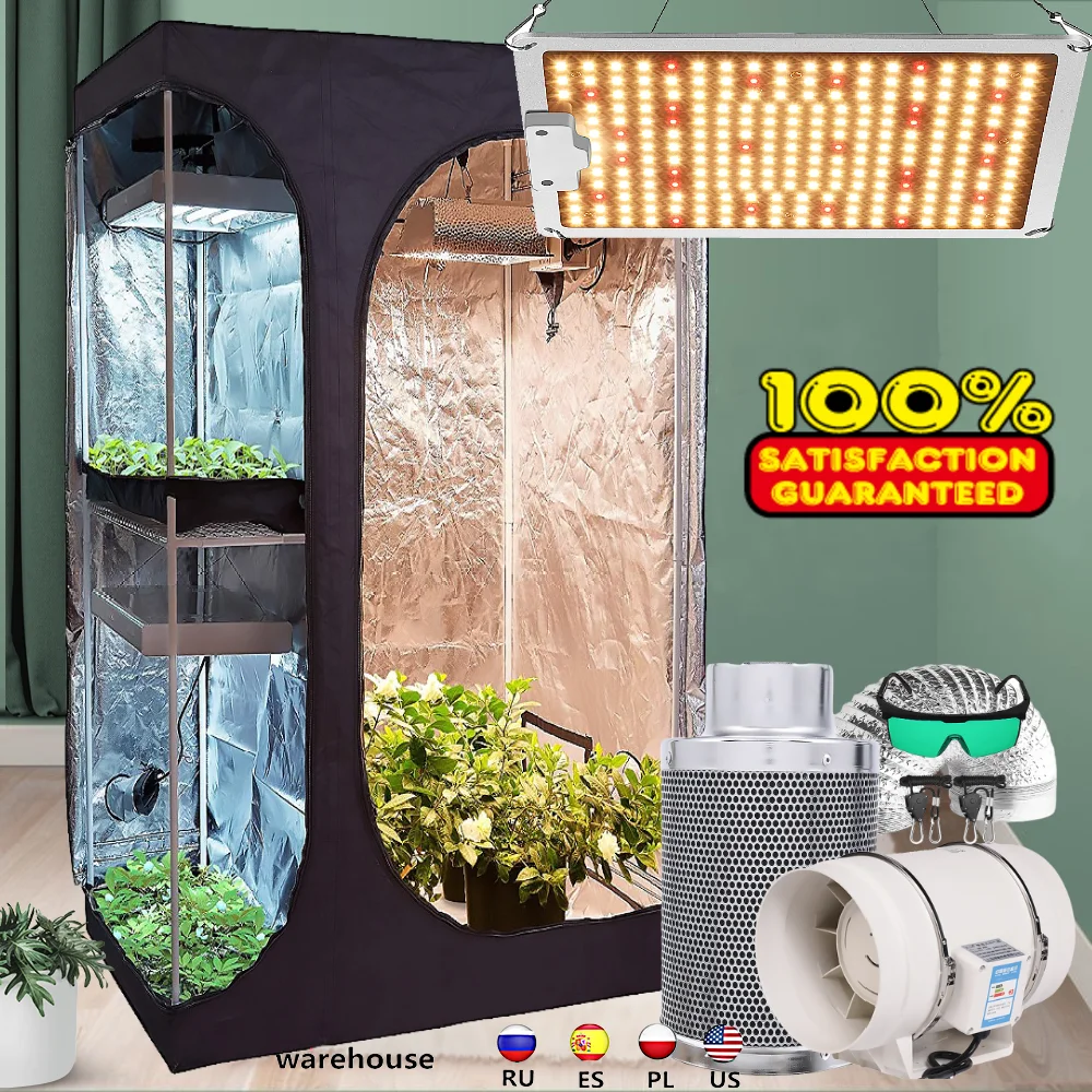 Growbox Grow Tent Full Kit LED Grow Light Set Quantum Board Lamps 4/5/6/8 Inch Duct Fans Activated Carbon Air Filter For Plant