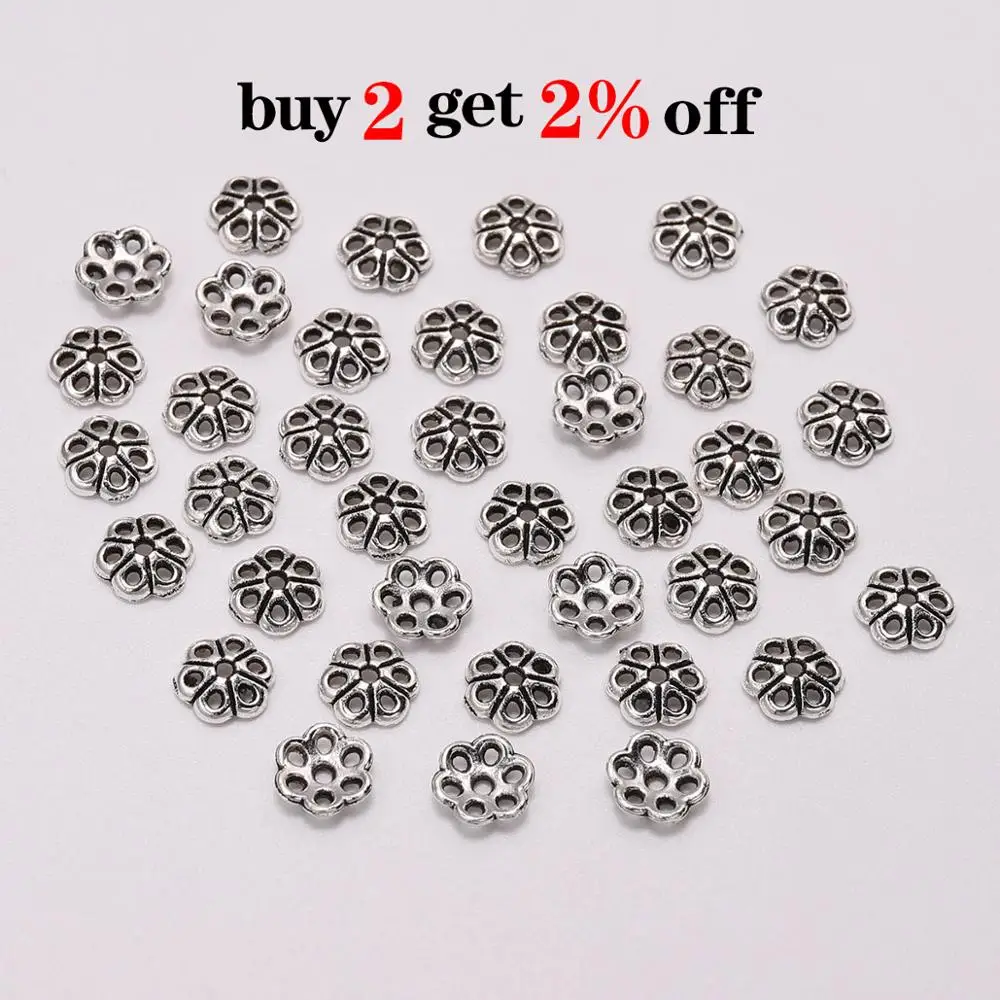 100pcs/Lot 6mm Bead Caps For Jewelry Bead Caps End Receptacle Hollow Out Flower Torus DIY Spaced Apart Jewelry Making