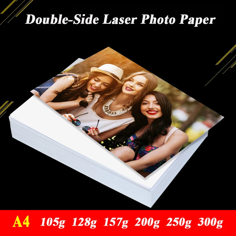 Papel fotográfico brillante de doble cara A4 para impresora láser, 105g, 128g, 157g, 200g, 250g, 300g