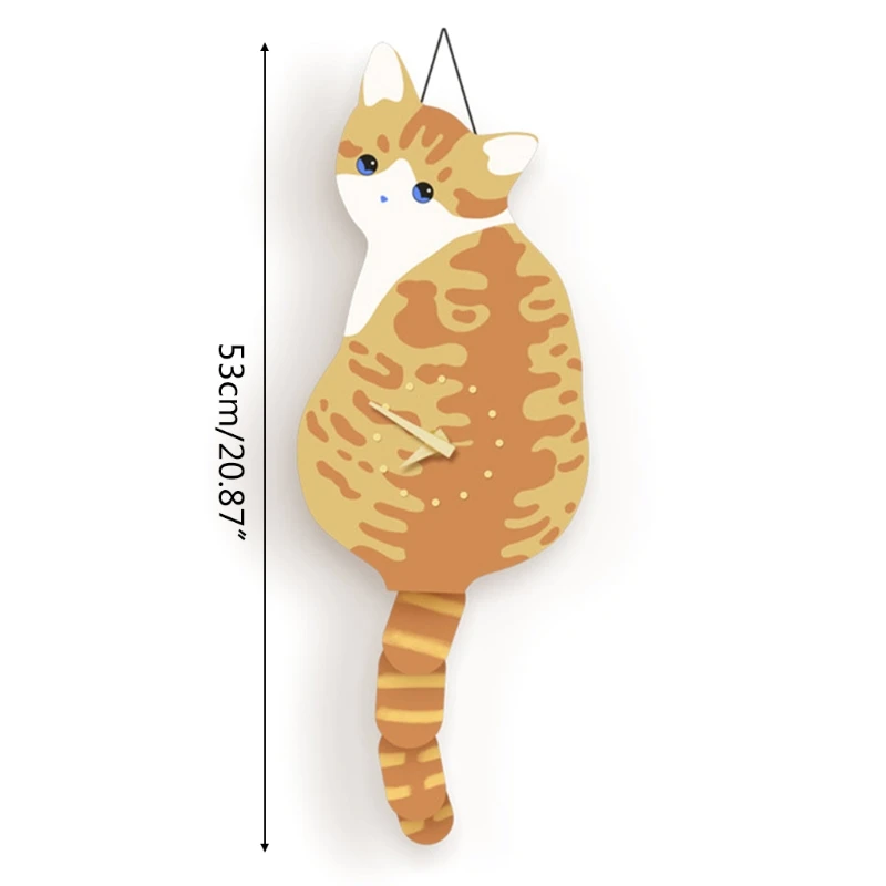 Reloj de pared creativo con cola de gato travieso, reloj oscilante silencioso para decoración del hogar, dormitorio y sala de estar, 29EA