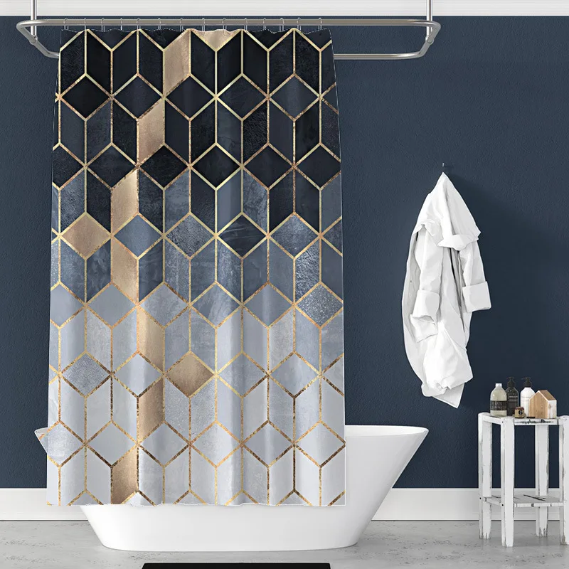 180X180cm Nordic Art Marble Shower Curtain Bathroom Toilet Decor Thickened Waterproof And Mildew Proof Shower Curtain With Hooks