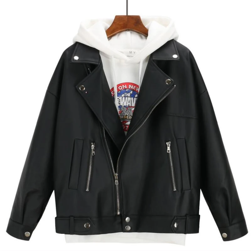 Female Coat Black Women Korean Autumn Leather Jacket Outwear