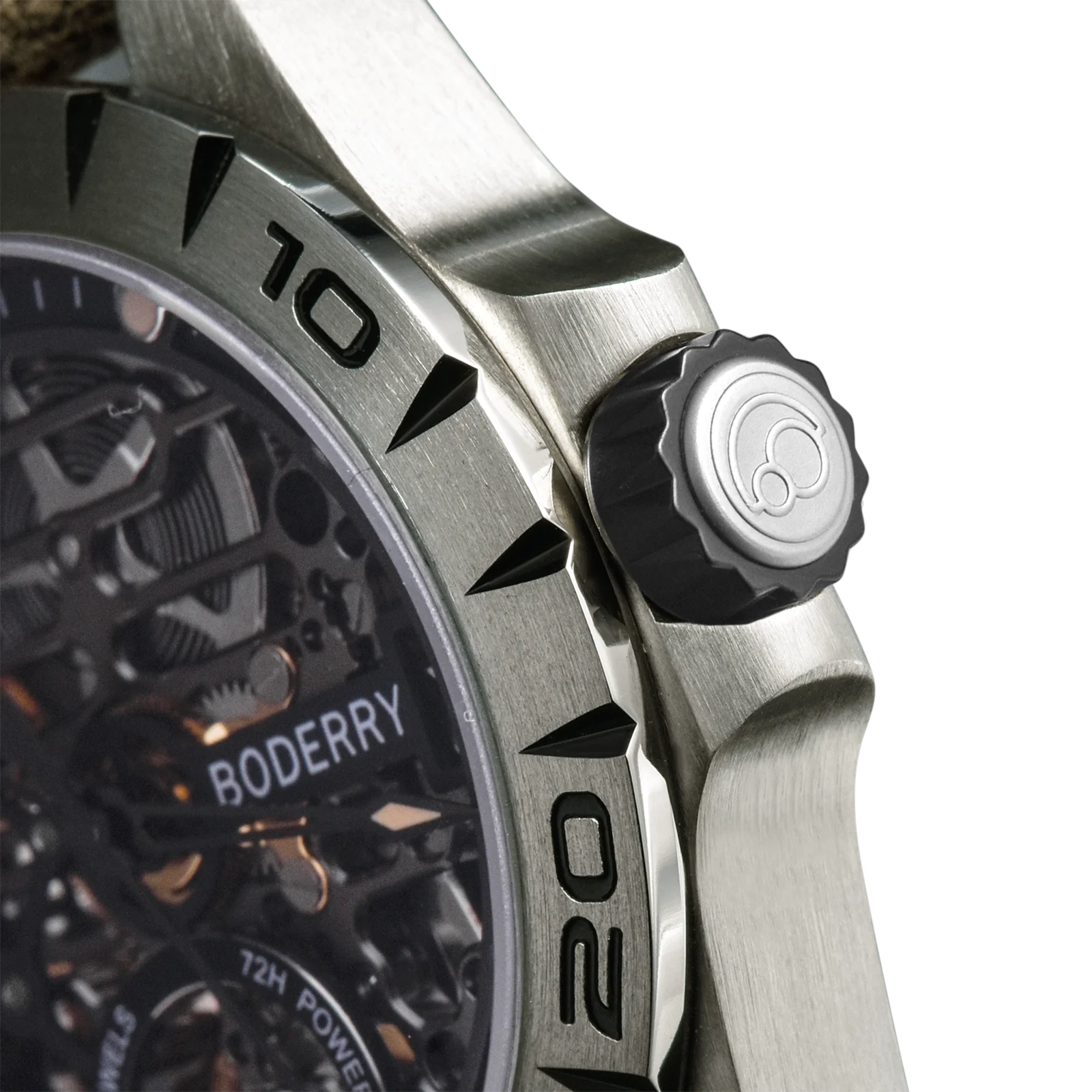 Boderry Urban Men\'s Titanium Watches Top Brand Fashion Skeleton Automatic Mechanical Waterproof Watch Hi-beat 72H Power-reserve