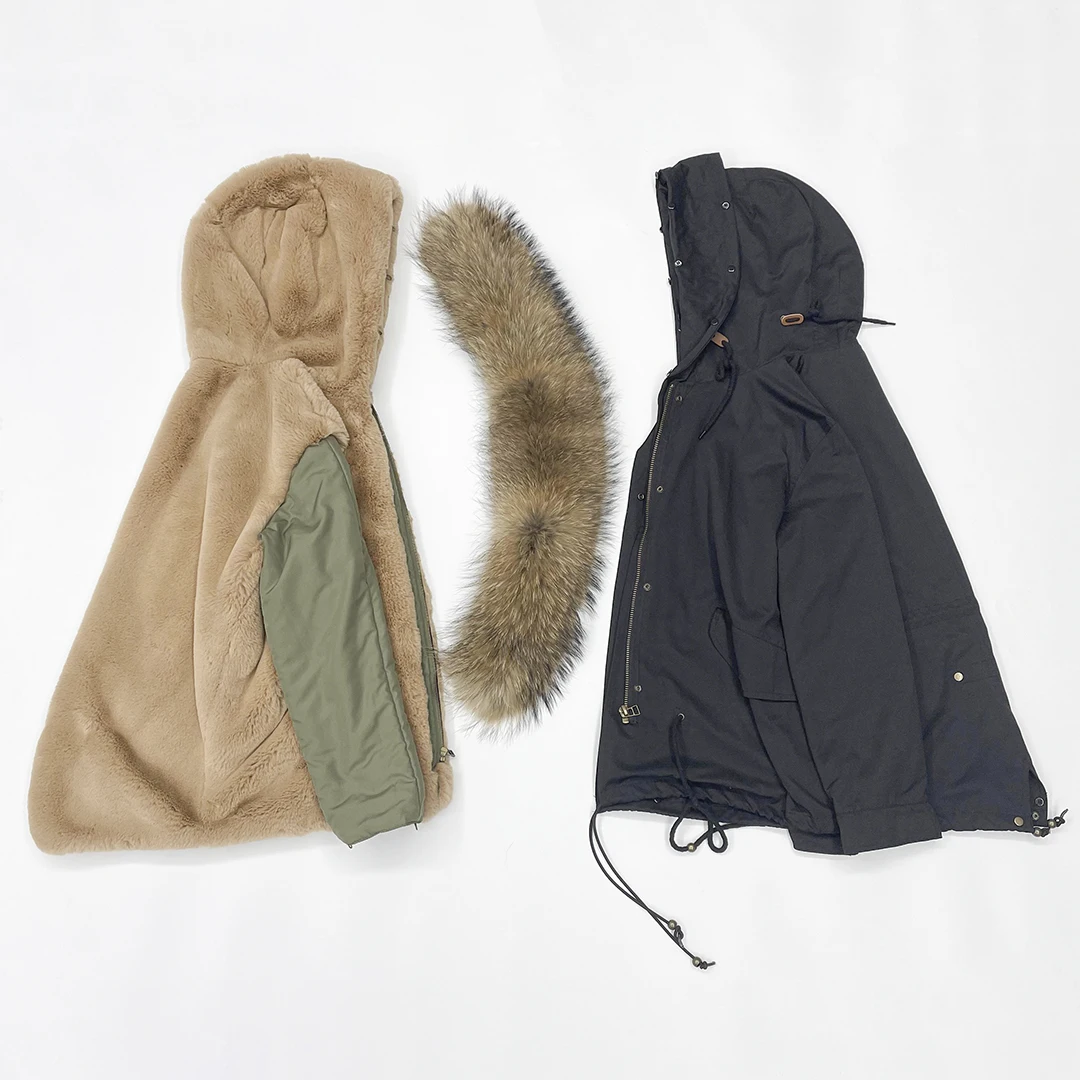 Parka Jassen Met Echt Bont Kraag Voor Vrouwen Lange Zwarte Winter Dikke Warm Russische Stijl Afneembare Faux Bont Gevoerde Jassen vrouwelijke