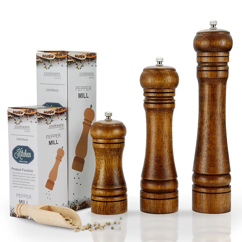 Manual Salt Pepper Grinder Oak Wood Pepper Mill Spice Salt Grinder Mill Tools