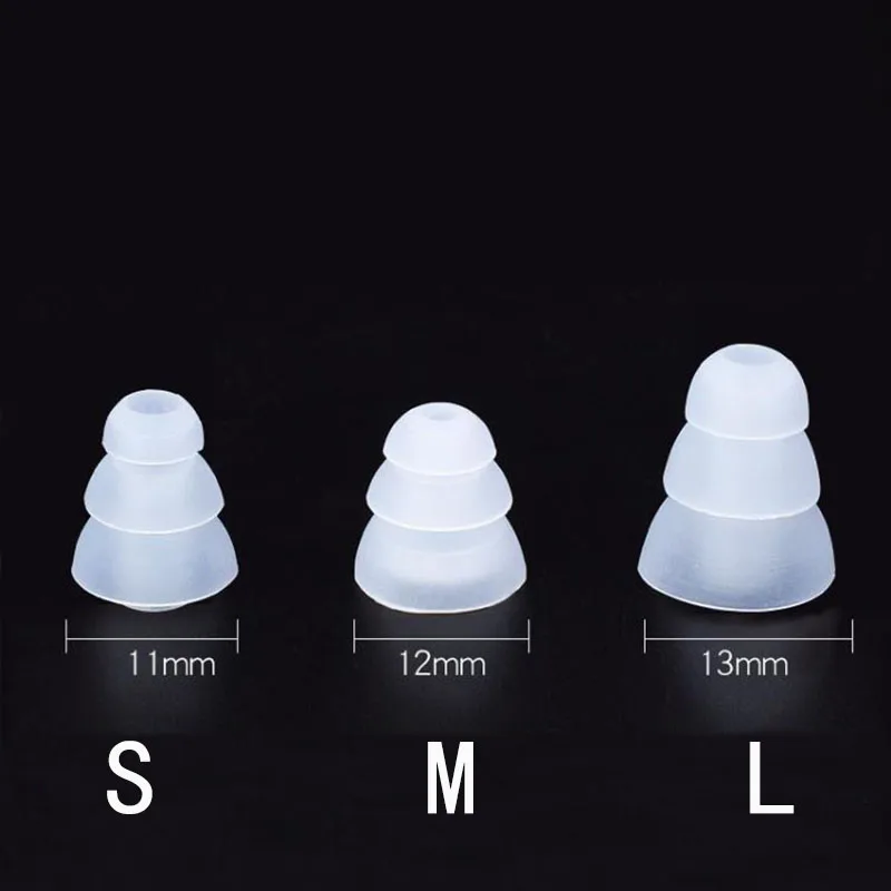 Silicone Earphone Case In-Ear Covers Cap Replacement Earbud Bud Tips Earbuds eartips Earplug Three Layer Ear pads cushion