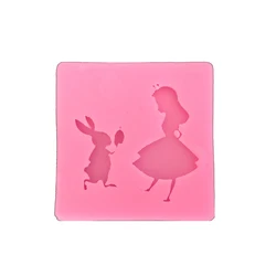 Girl And Rabbit Cooking Tools Fondant Gum Mold Cake Decorating Clay Resin Sugar Candy DIY Sculpey