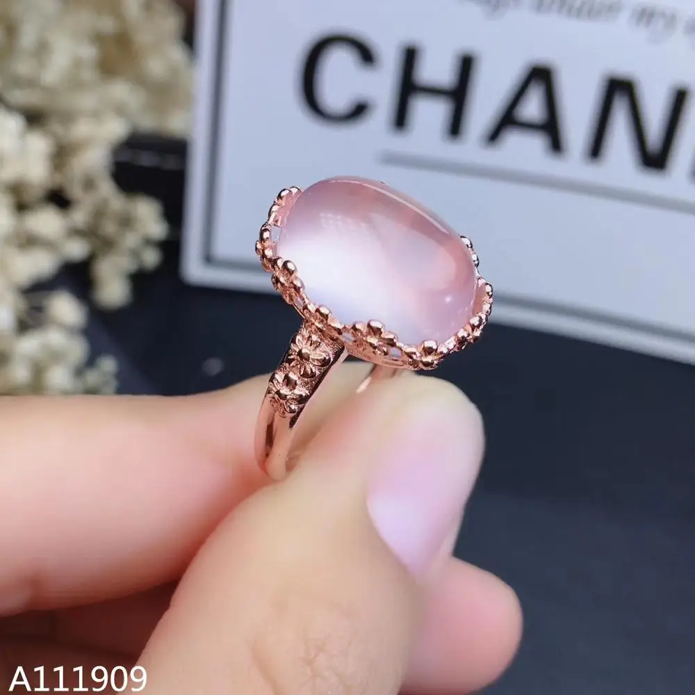 KJJEAXCMY boutique jewelry 925 sterling silver inlaid Natural Pink crystal Furong stone ring female models support detection