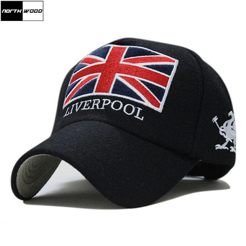 New Arrivals Winter Baseball Cap Men Liverpool Warm Felt Bone Snapback Hat Women Gorras Snap Backs With England Flag for Autumn