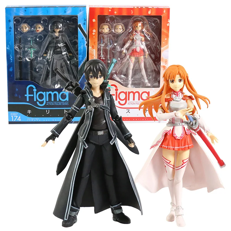 Sword Art Online Kirito Kazuto Figma 174 Asuna Figma 178 PVC Action Figure Collectible Model Toy