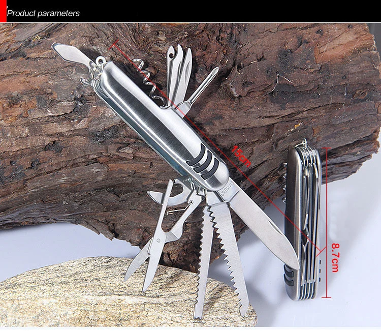 New 11 In 1 Multifunctional Swiss Stainless Steel Multi Tool Army Pocket Hunting Outdoor Camping Survival Folding Knife