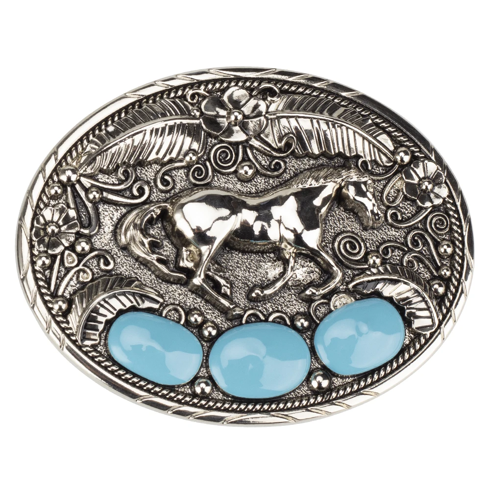 Eagle And Borse Belt Buckle White Alloy High Quality Mens\' Western Cowboy Jean\'s Accessories Width 4cm