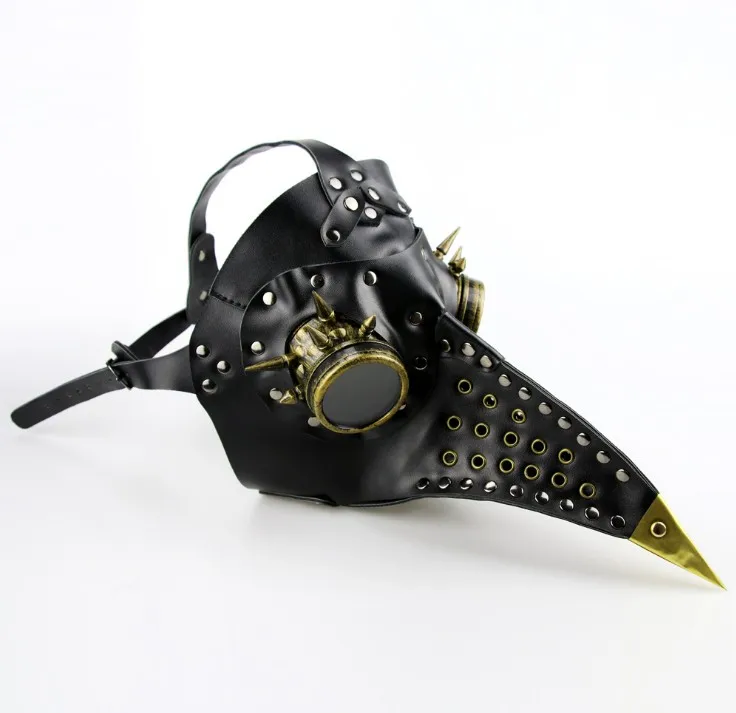 Full color LED lighting Steampunk Plague Bird Doctor Mask Brown PU Leather Bird Beak Mask Gothic Retro Halloween Cosplay