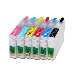 6pcs T0851 Refillable ink cartridge with permanent chip for T0851 T0852 T0853 T0854 T0855 For Epson Stylus T60 1390 printer