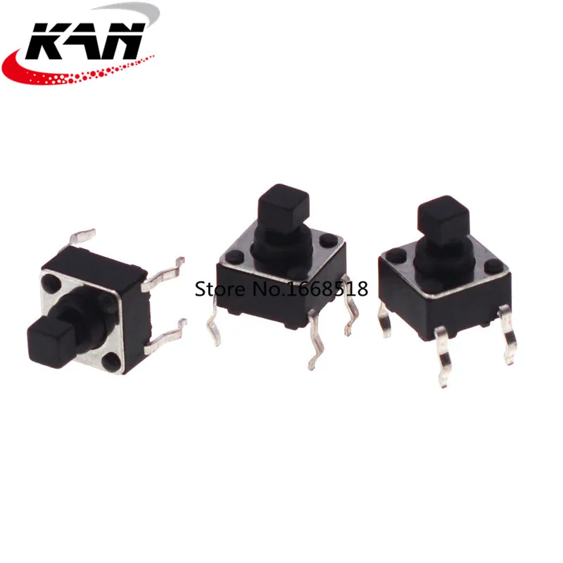 20Pcs 6*6*7.3MM Square Head 6*6*7.3H 4 pin Vertical Micro Switch Button Switch DIP-4