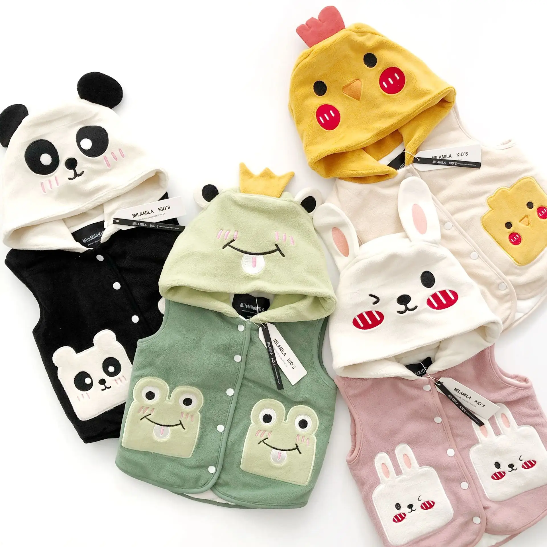 

Tonytaobaby New Four Color Animal Cartoon Hooded Vest for Boys and Girls In Autumn and Winter