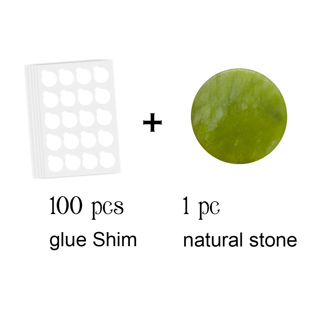 NATUHANA Round Jade Stone False Lash Glue Adhesive Pallet Pad Holder 100pcs Waterproof Shim Paper for Eyelashes Extensions Tool