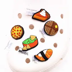 Single Sale Original Food Shoe Charms Cute Waffle Cake Sushi Garden Shoe Buckle Accessories Decorations Fit Kids Gifts