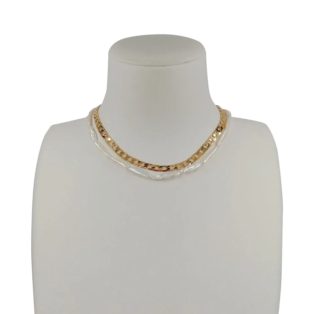 12 INCH -22 INCH CHOKER NECKLACE WITH with 2 layers ,100% nature freshwater BIWA baroque pearl and BRASS with gold plating