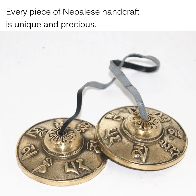 1 Pair Yoga Cymbal Bell Cymbals Brass Chimes Tibetan Buddhist Style Tingsha Meditation Yoga Accessory Instrument Cymbals Gift