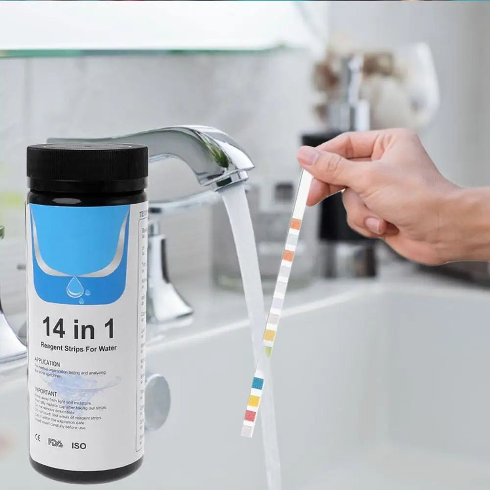 Uaktualnij pasek testowy wody pitnej 14 w 1 Test jakości wody z kranu Prosta i szybka twardość PH Bromine Nitrate 1 opakowanie 50/100 sztuk