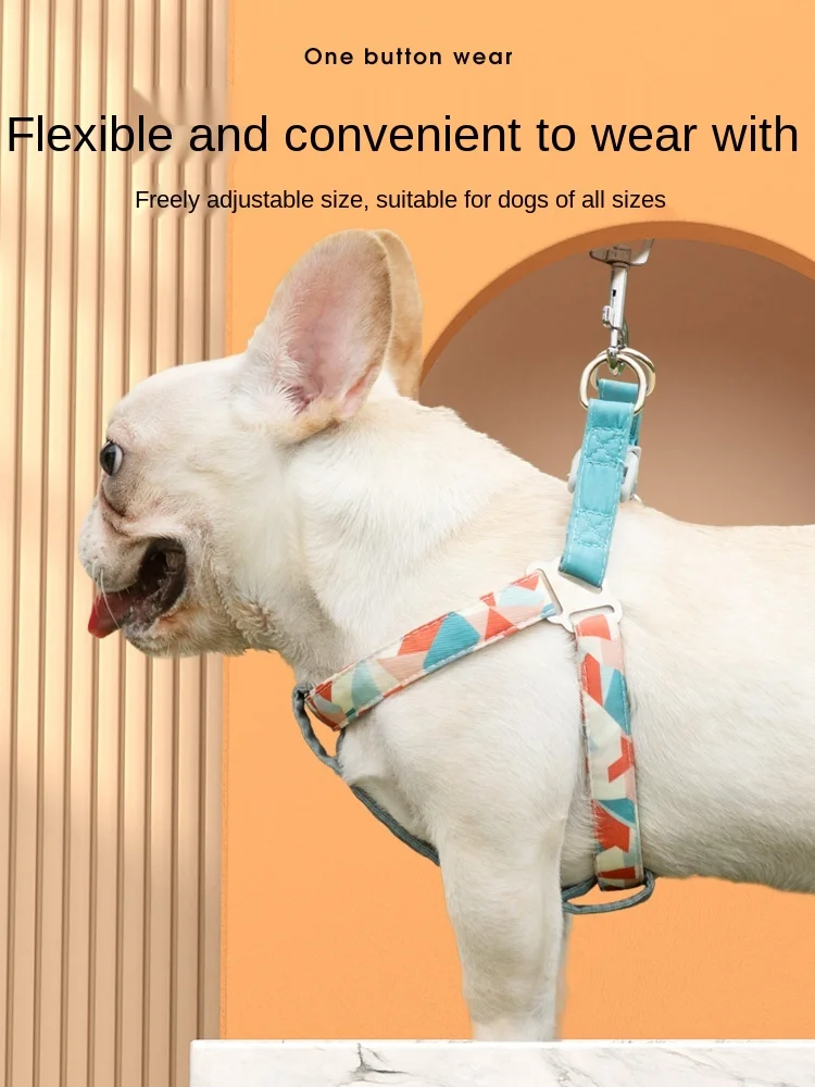 

Y-shaped designer dog harness and leash set fashion chain walking artifact vest-style small medium pet supplies