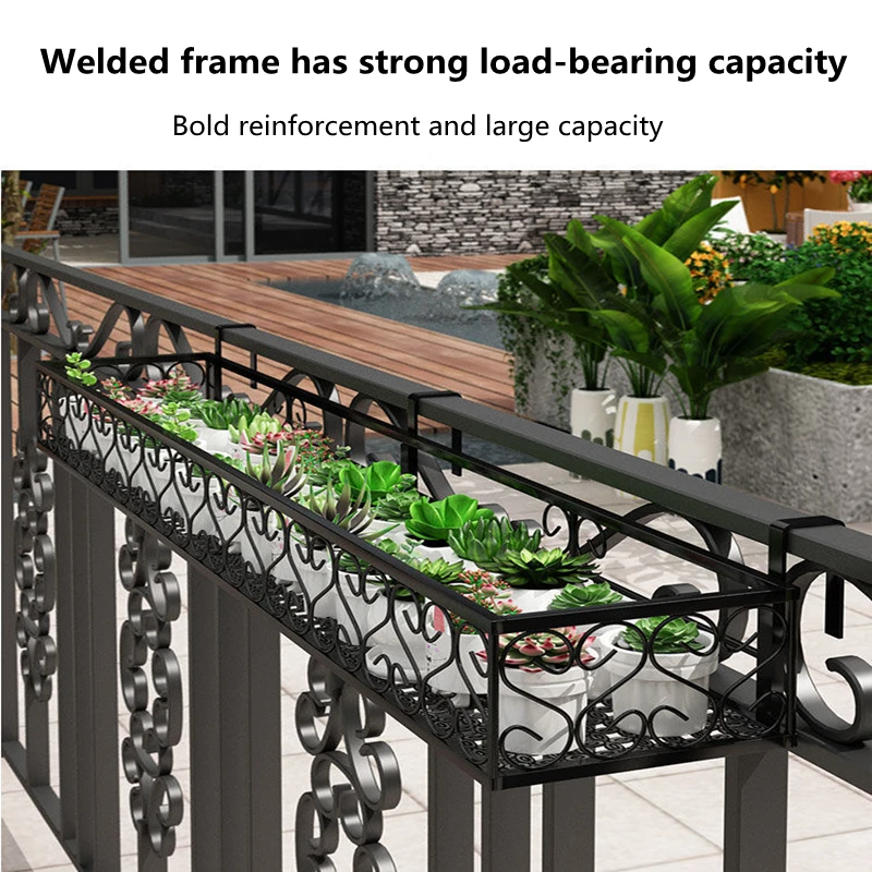 Balcony Rail Plant Rack Fence Railing Flower Holder Stand Storage Rack Flower Pot Storage Rack Iron Hanging Basket Organizer