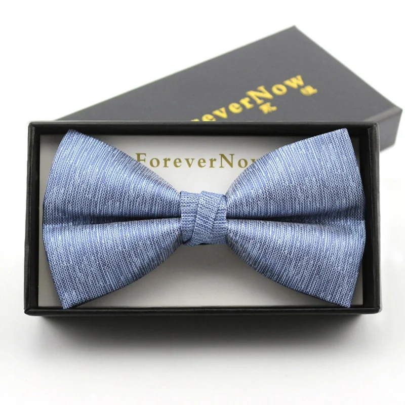 2019 New Fashion Men's Bow Ties for Wedding Double Fabric Sea Blue Bowtie Club Banquet Anniversary Butterfly Tie with Gift Box