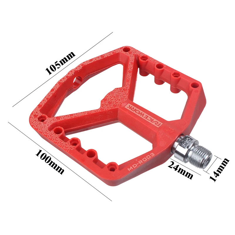 RACEWORK Bicycle Pedals Ultralight Seal Bearing 9/16 BMX MTB Mountain Road Bike Nylon Pedal Flat Platform Cycling Parts