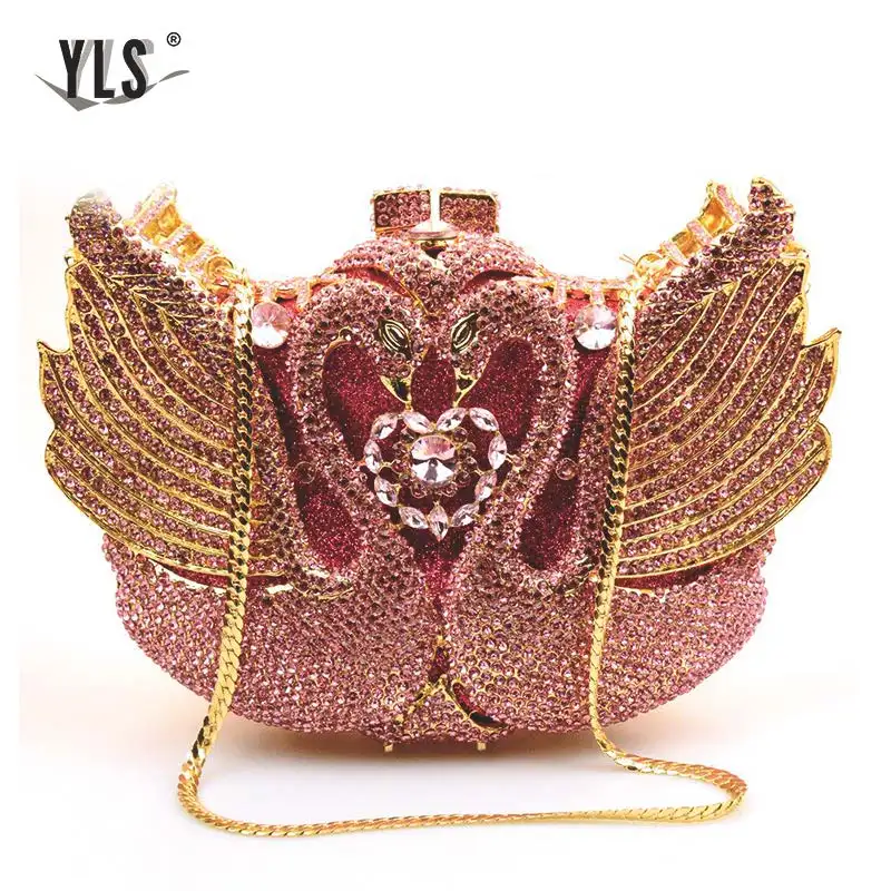 Fashion Luxury Crystal Bags Designer rhinestone swan Clutch Bags for Ladies Purse Wedding Bridal Evening Bags