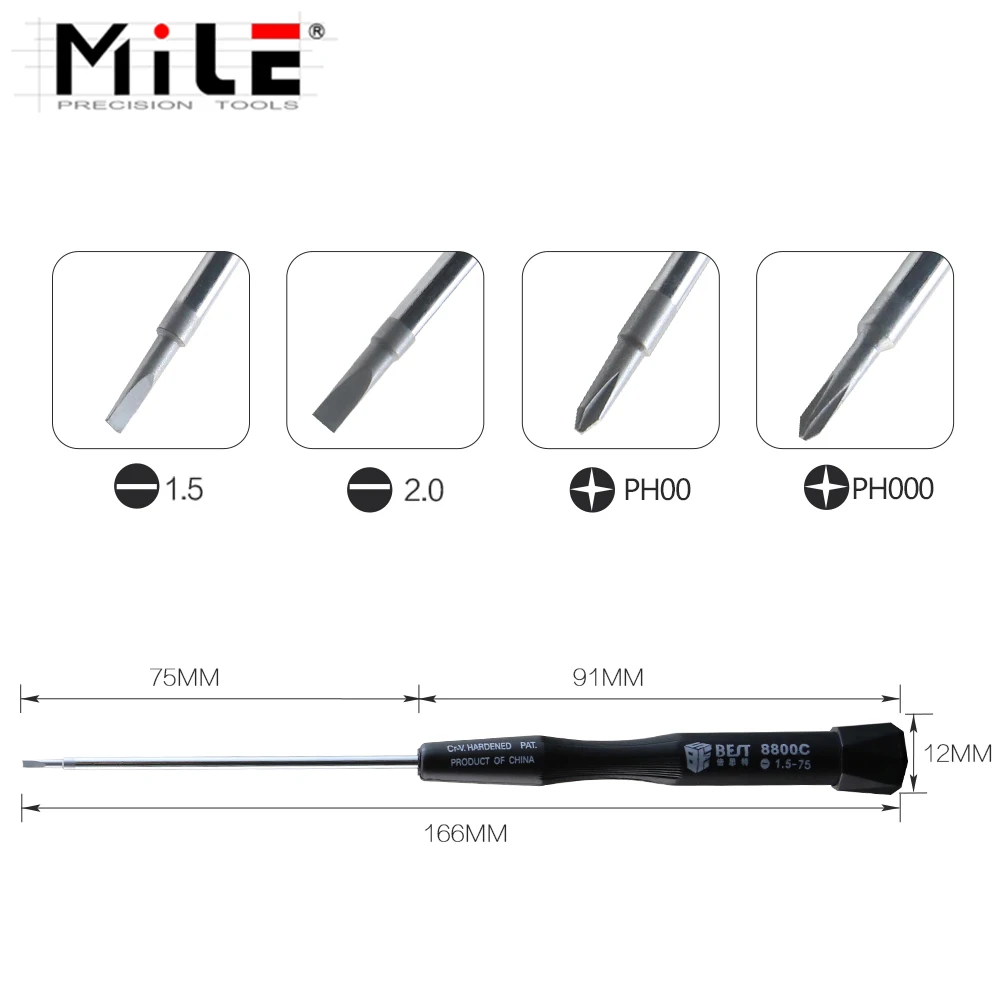 75mm Lengthened Magnetic Screwdriver PH00 PH000 1.5 2.0 Slotted Flatted Head For Mobile Phone Computer Disassemble Repair Tools