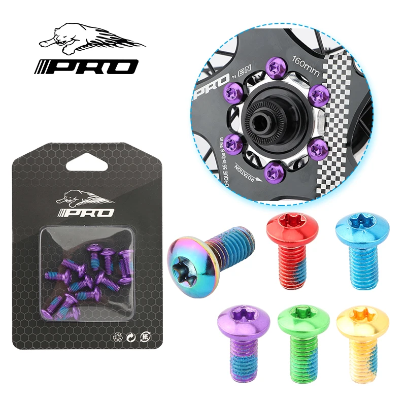 IIIPRO MTB Disc Brake Rotor Fixing Screw 12PCS T25 Color Alloy Steel Disc Brake Screw Bicycle Accessories