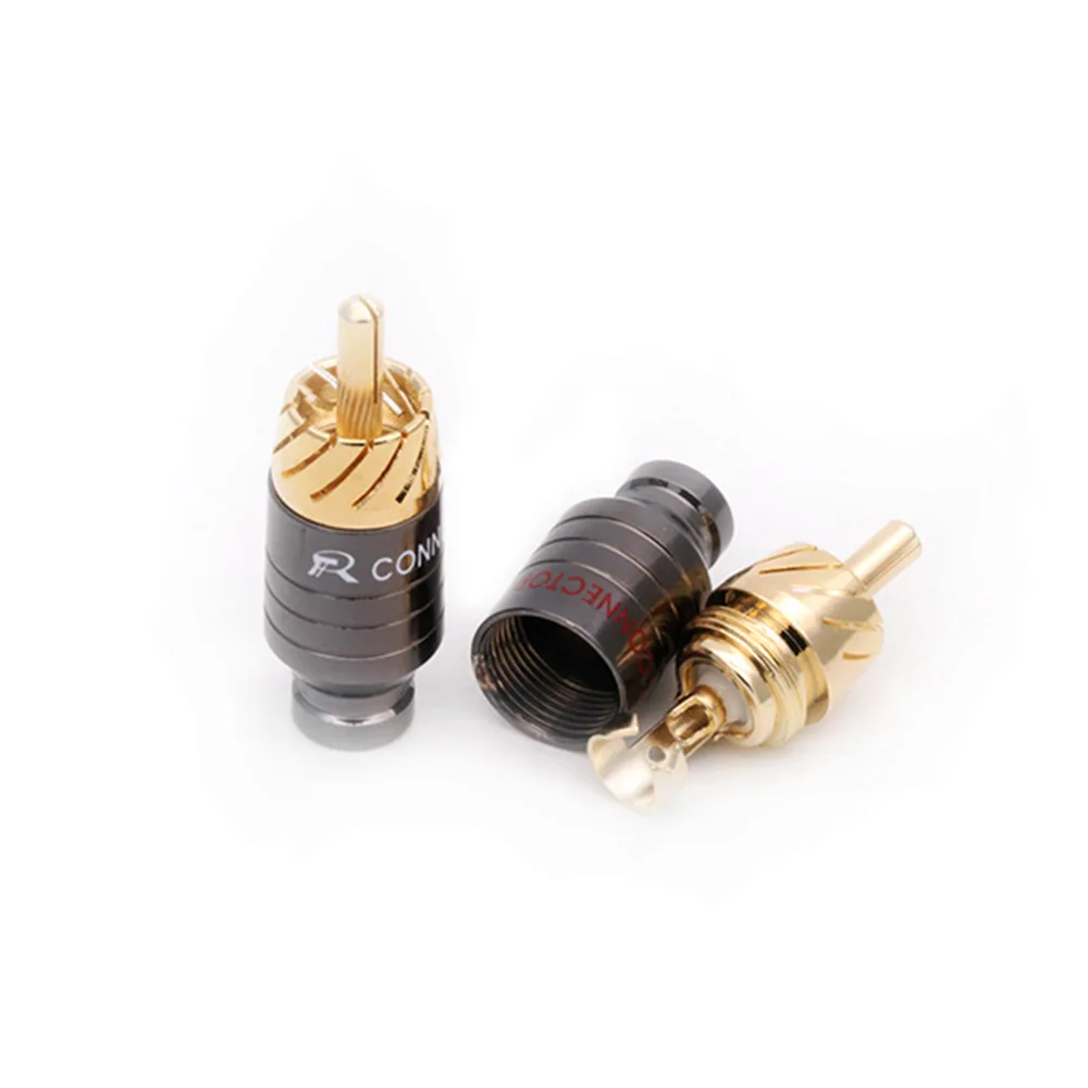 4pcs/2pairs Luxury Soldering RCA Plug Jack Connector Speaker Audio Output/Input Adapter Plug Gold Plated Earphone Connector Jack