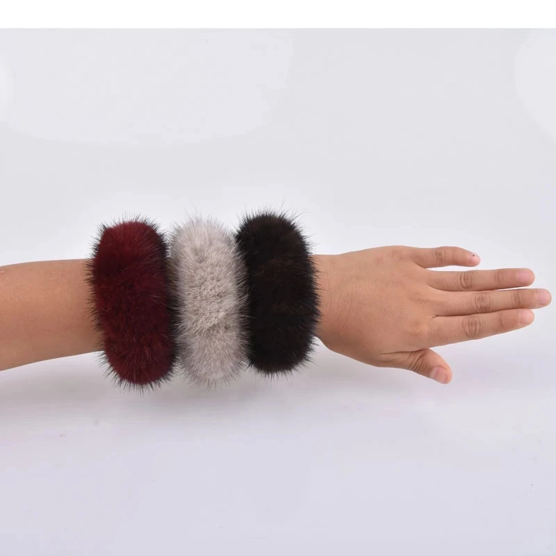 Hair Band 100% Real Genuine Mink Hair Rope Scrunchie Rope Ponytail Tail Stripe Wrist Band Vintage Elastic Headdress Hair Band