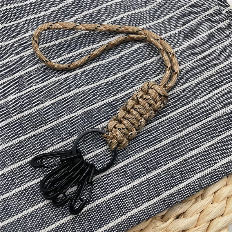 Outdoor High Strength Climbing Hanging Paracord Lanyard Keychain Phone Backpack Wrist Rope Classification Metal Hook Key Ring