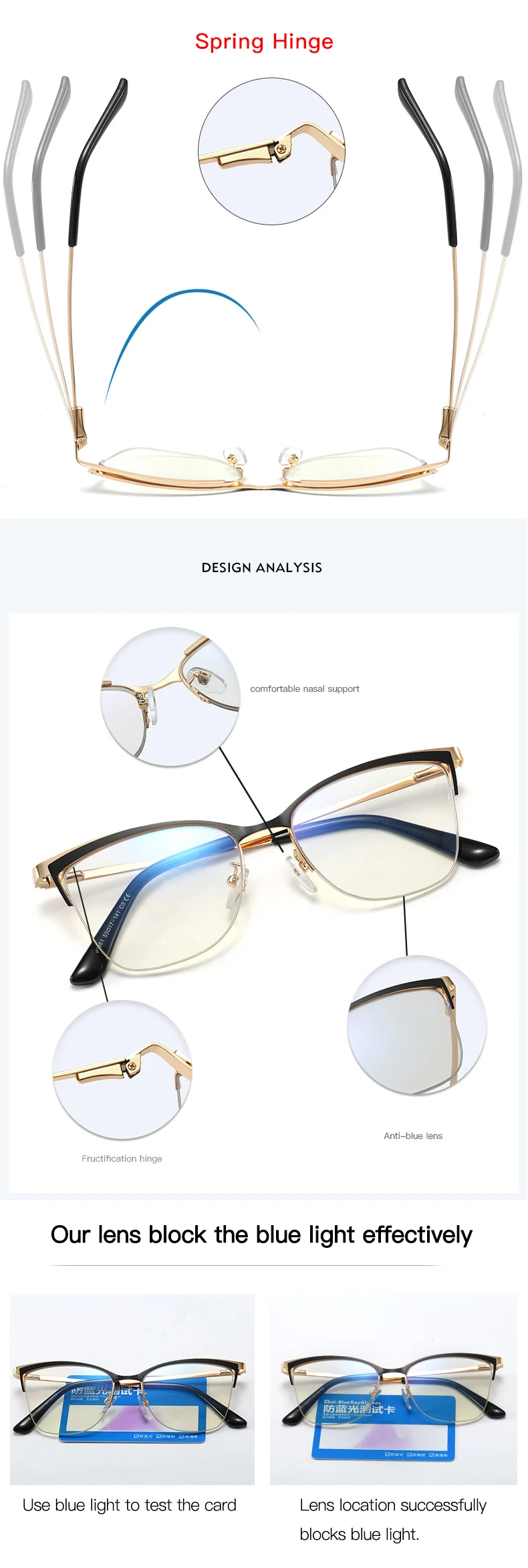 Blau Licht Blockieren Gläser Optische Verordnung Frauen Brillen Neue Frauen Brillen Mode UV400 Anti-Reflektierende Brille – Detail 2