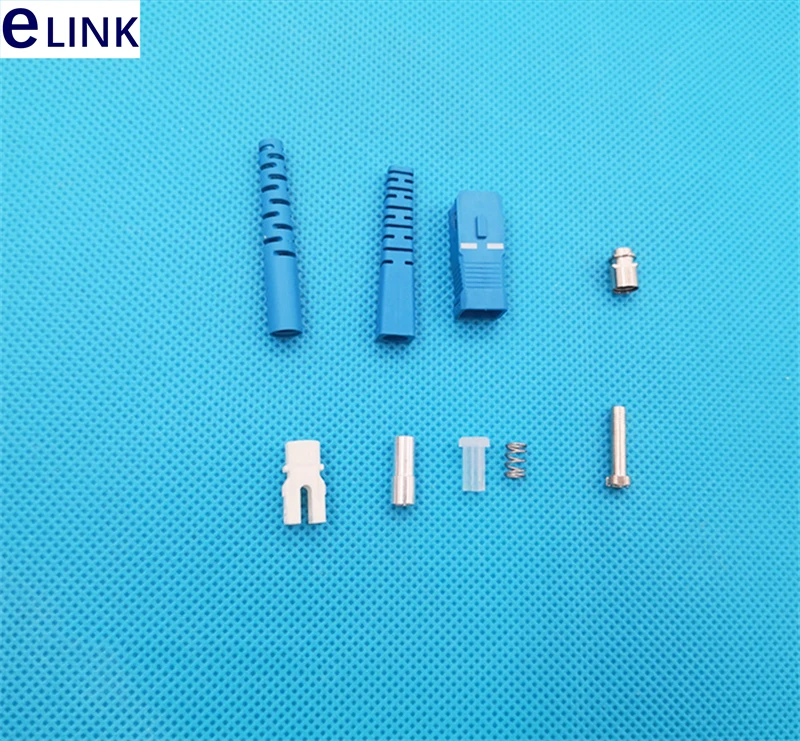 مجموعة موصل ألياف SC لكابل الإسقاط غير مجمعة سدادة معدنية SM MM ، OM3 ، OM4 2.0*3.0 FTTH SC ملحقات موصل 1000