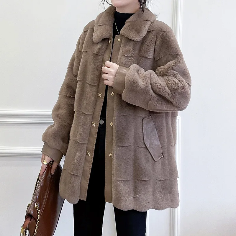 Manteau en fausse fourrure de vison pour femmes, nouveau Style, Long, en peluche, veste en fourrure d'hiver, chaud, décontracté, vêtements d'extérieur