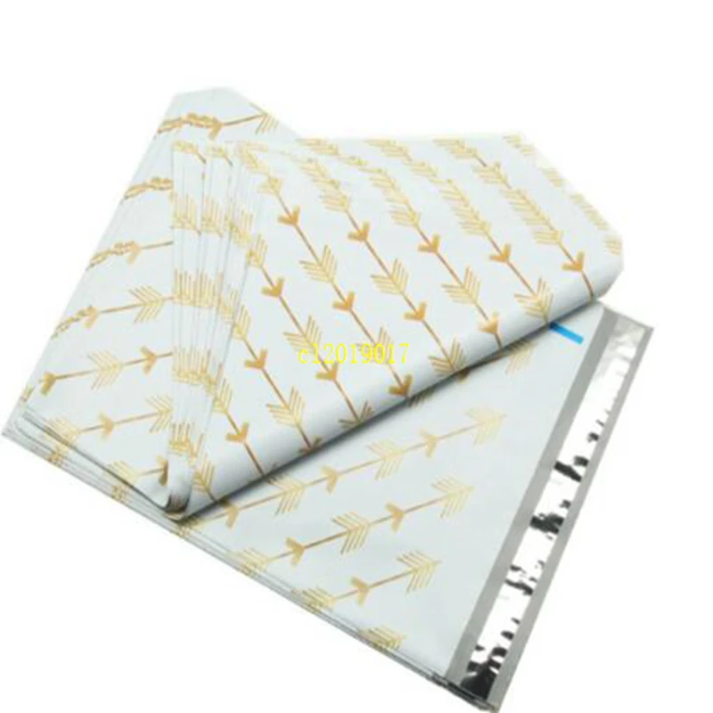 

1000pcs/lot Golden Arrow pattern Plastic Post Mail Bags Poly Mailer Self Sealing Mailer Packaging Envelope Courier express bag