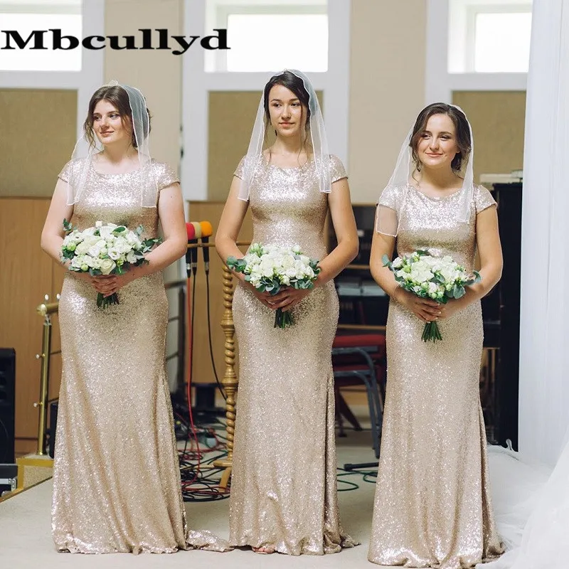 Elegant Glitter Sequined Bridesmaid Dresses Long 2023 Elegant Mermaid Wedding Guest Dress Plus Size Robe Demoiselle D'honneur