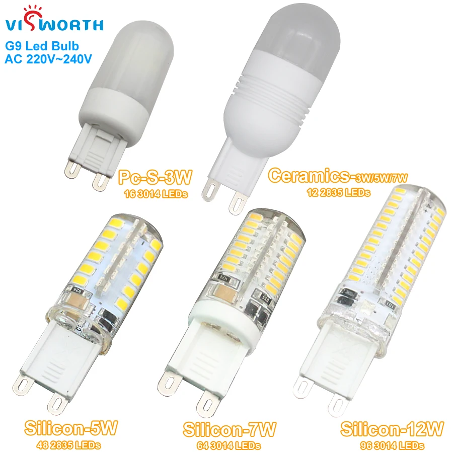 Lámpara Led G9, 3W, 5W, 7W, luz blanca fría y cálida, CA 220V, 240V, lámpara de cristal, reemplazo de lámparas halógenas para el hogar